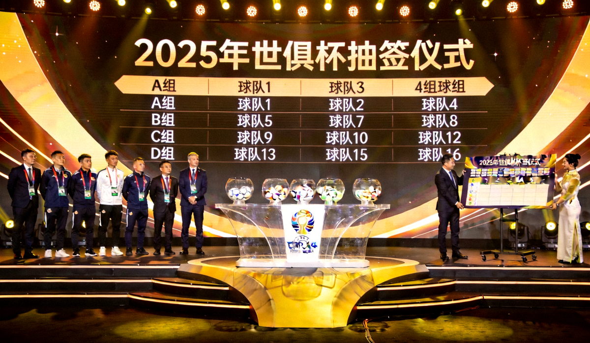 2025年世俱杯抽签仪式现场，32支球队分组结果公布